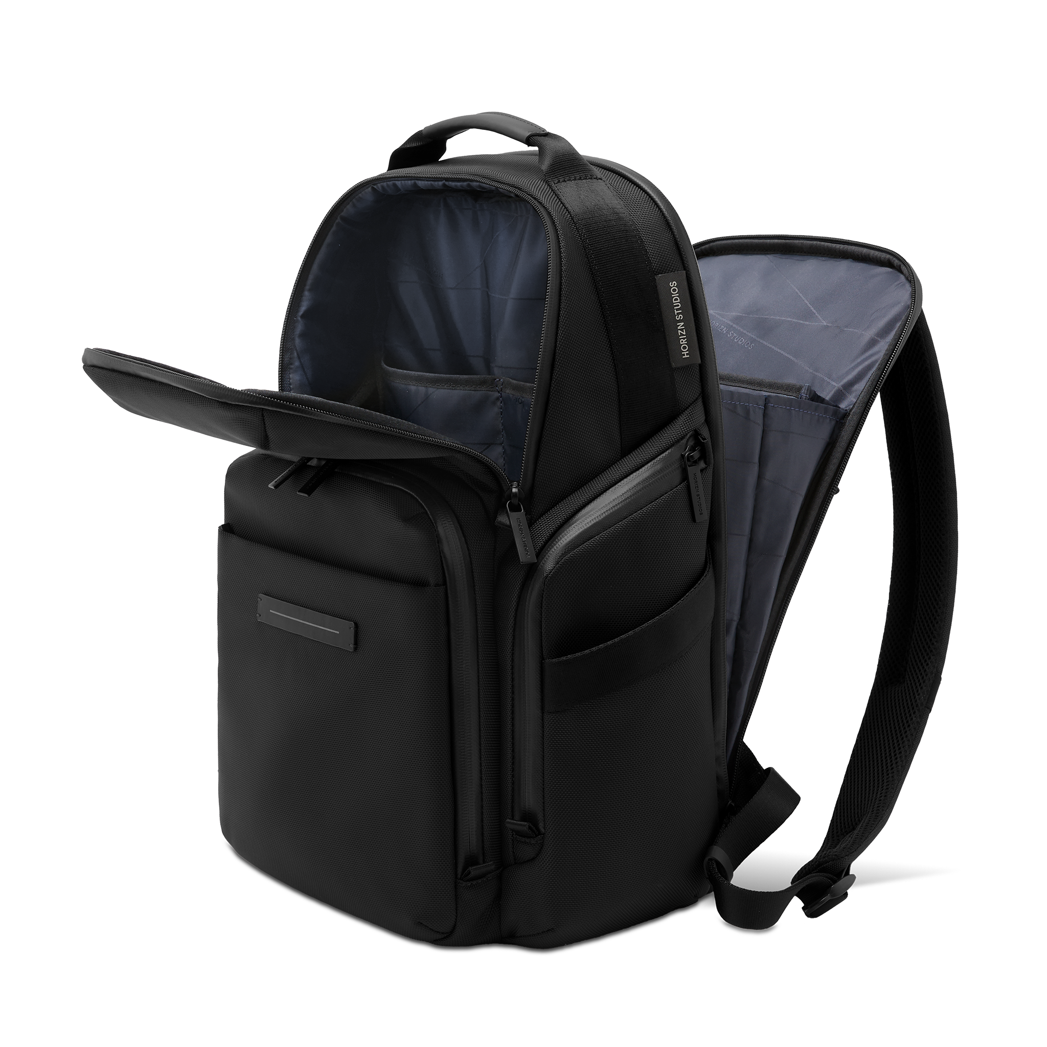 horizn-studios-midtown-backpack-all-black-hochwertiger-nylon-rucksack-mit-laptop image 4