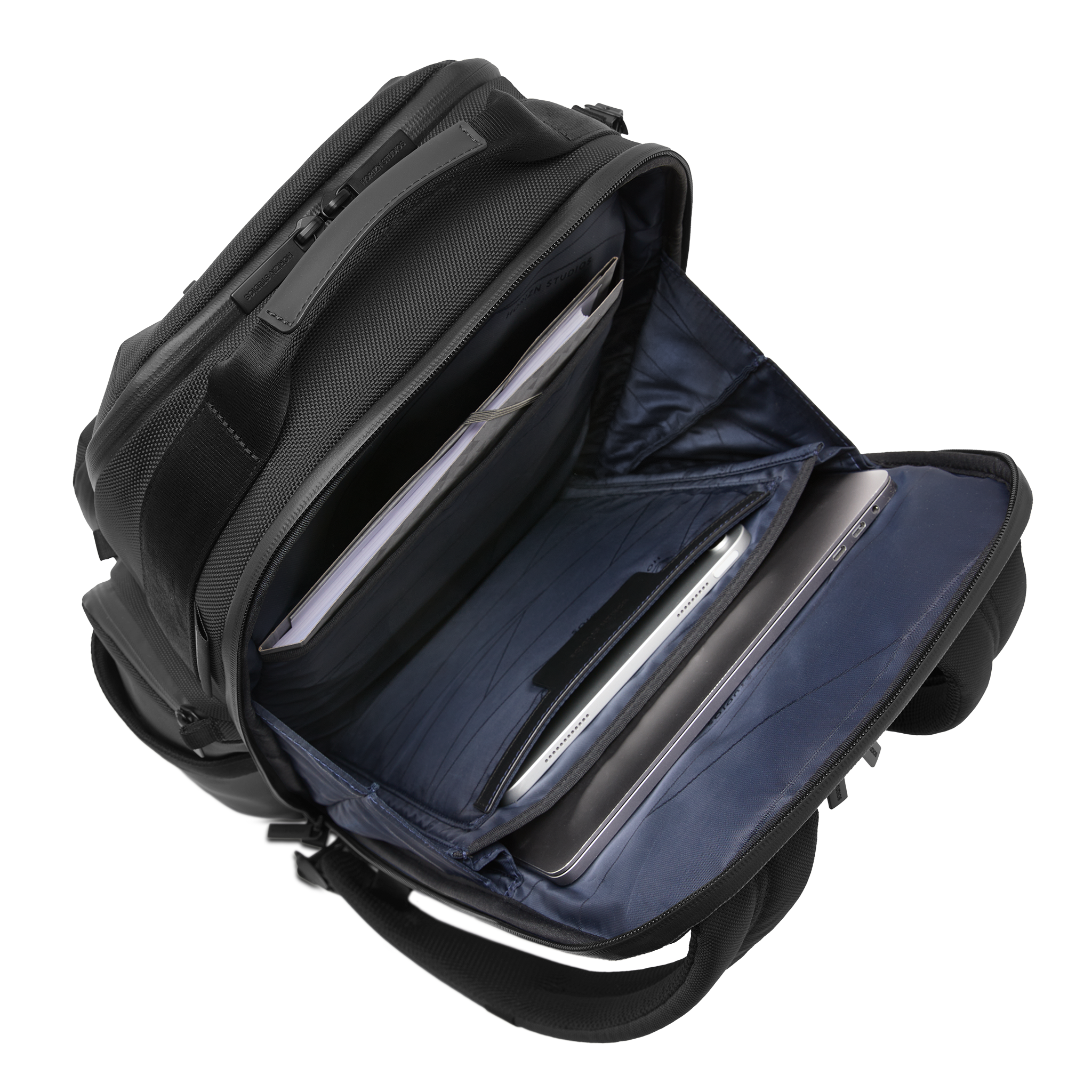 horizn-studios-midtown-backpack-all-black-hochwertiger-nylon-rucksack-mit-laptop image 8