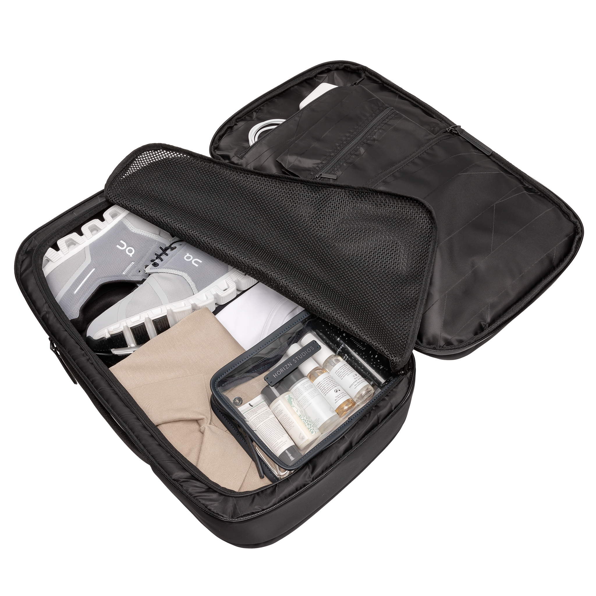 horizn-studios-gion-backpack-travel-all-black-recycled-nylon-wetterfester-reiser image 7