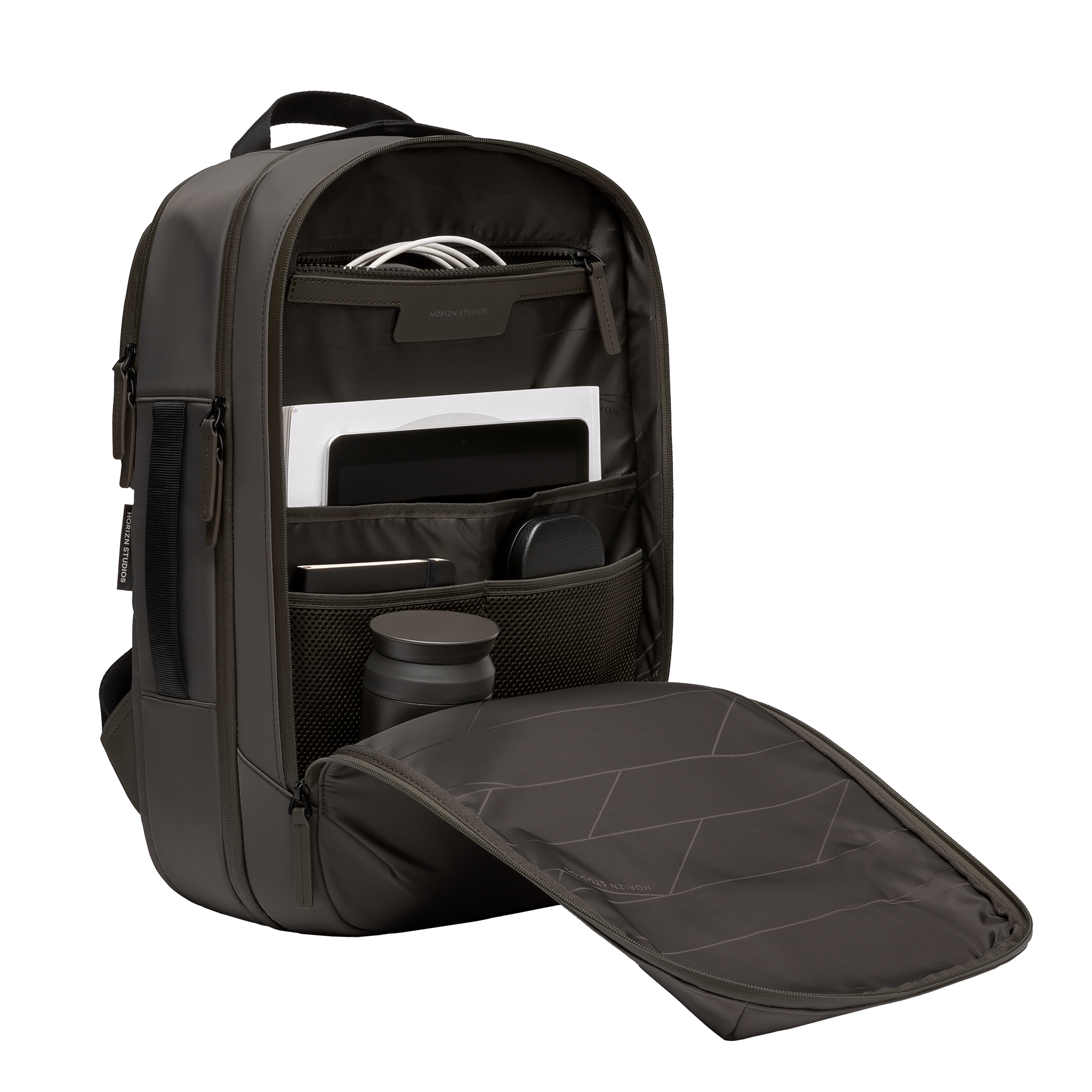 horizn-studios-gion-backpack-travel-dark-olive-recycled-nylon-wetterfester-30-li image 5